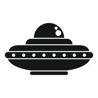 Alien spaceship flying in space with lights on vector
