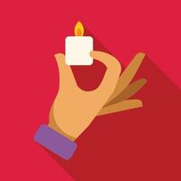 Hand holding a small lit candle, symbol of hope and remembrance vector