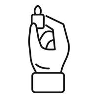 Hand holding small lighter with flame coming out vector