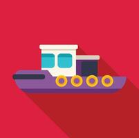Tugboat floating on water with long shadow design vector