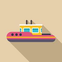 Tugboat sailing on water with long shadow vector