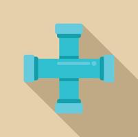 Cross shaped pvc pipes creating intersection for plumbing system vector