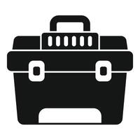 Plastic toolbox with handle and latches for storing tools vector