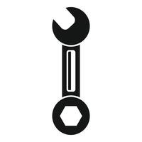 Large double ended wrench with hexagonal socket and open end for mechanical work vector
