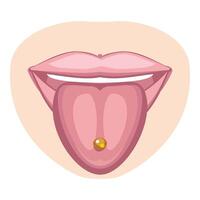 Open mouth showing tongue with piercing vector