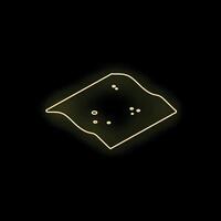 Neon yellow slice of toast bread with holes on black background vector