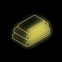 Stack of towels glowing with neon light on dark background vector
