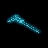 Digital caliper measuring tool with glowing neon light effect vector