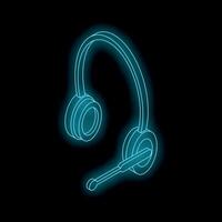 Glowing headset on black background representing online communication vector