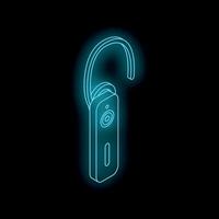 Bluetooth headset glowing on dark background, modern wireless communication technology vector