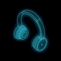 Glowing wireless headphones on dark background representing music and technology vector