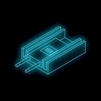 Neon blue isometric microchip connecting computing power vector