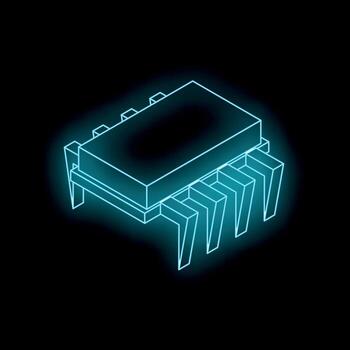 Glowing microchip symbolizing advanced technology and innovation vector