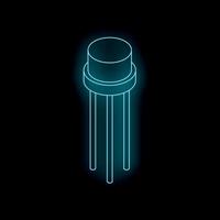 Glowing neon transistor illuminating the darkness, electronic component symbol of modern technology vector