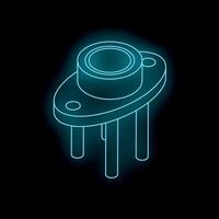 Neon blue integrated circuit socket shining in darkness vector