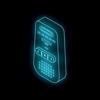 Voice recorder glowing with futuristic neon light on dark background vector