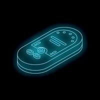 Futuristic neon mobile phone glowing on dark background vector