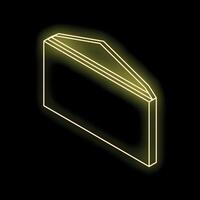 Neon yellow glowing rectangular prism on black background vector