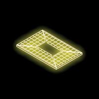 Neon yellow glowing grid creating star shape on black background vector
