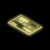 Neon yellow envelope glowing on dark background vector