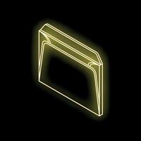 Glowing neon yellow folder icon on black background representing data storage and organization vector