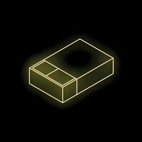 Neon yellow matchbox glowing on dark background vector