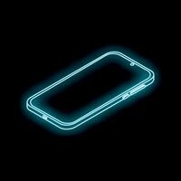 Neon smartphone glowing on dark background, modern technology concept vector