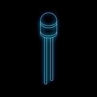 Neon light effect glowing diode transistor on dark background vector