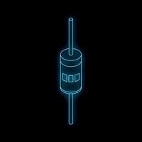Glowing neon fuse protecting electrical circuit with style vector