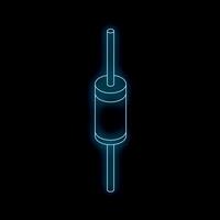 Neon blue electrical fuse protecting electrical circuit from overload vector