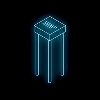Neon transistor glowing in electronic circuit design vector