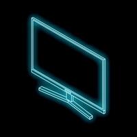Glowing neon light tv on black background showing modern technology vector