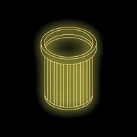 Glowing neon trash can icon on dark background vector