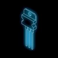 Glowing transistor symbolizing electronic components and technological innovation vector