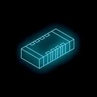 Neon blue integrated circuit representing semiconductor technology and innovation vector