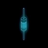 Glowing electronic resistor component on dark background vector