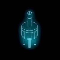 Neon blue electrical component glowing on dark background vector