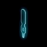 Neon light representing a calligraphy pen nib glowing on dark background vector