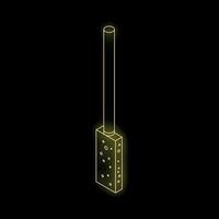 Neon yellow chimney emitting smoke on black background vector