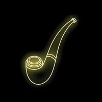 Glowing neon tobacco pipe on dark background vector