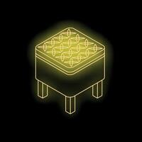 Neon yellow pouf illuminating the darkness with modern style vector