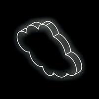 Glowing white neon cloud computing icon on black background vector