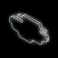 White neon cloud computing symbol glowing on black background vector