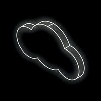 Glowing neon cloud icon representing cloud computing and technology vector