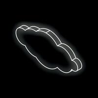 Glowing white neon cloud icon on black background symbolizing computing and storage vector