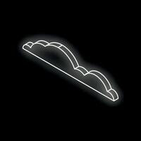 White neon light representing cloud computing on black background vector