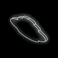 White neon cloud floating on black background vector