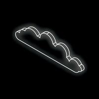 White neon cloud floating on black background vector