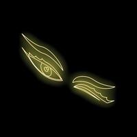 Neon yellow eyesight showing open and closed eyelids vector