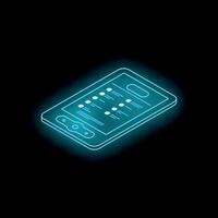 Glowing smartphone showing checklist on dark background vector